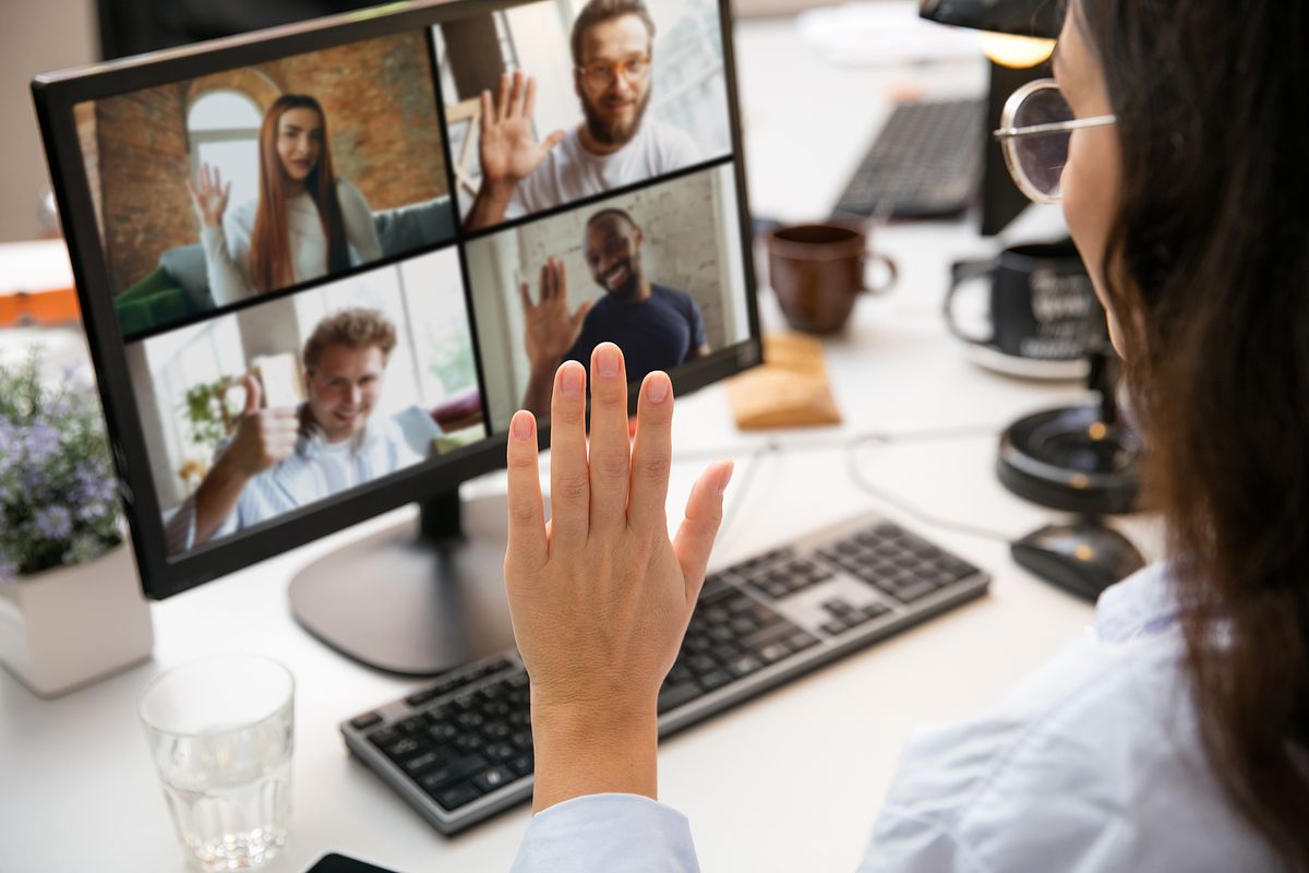 Team catching up over a video call